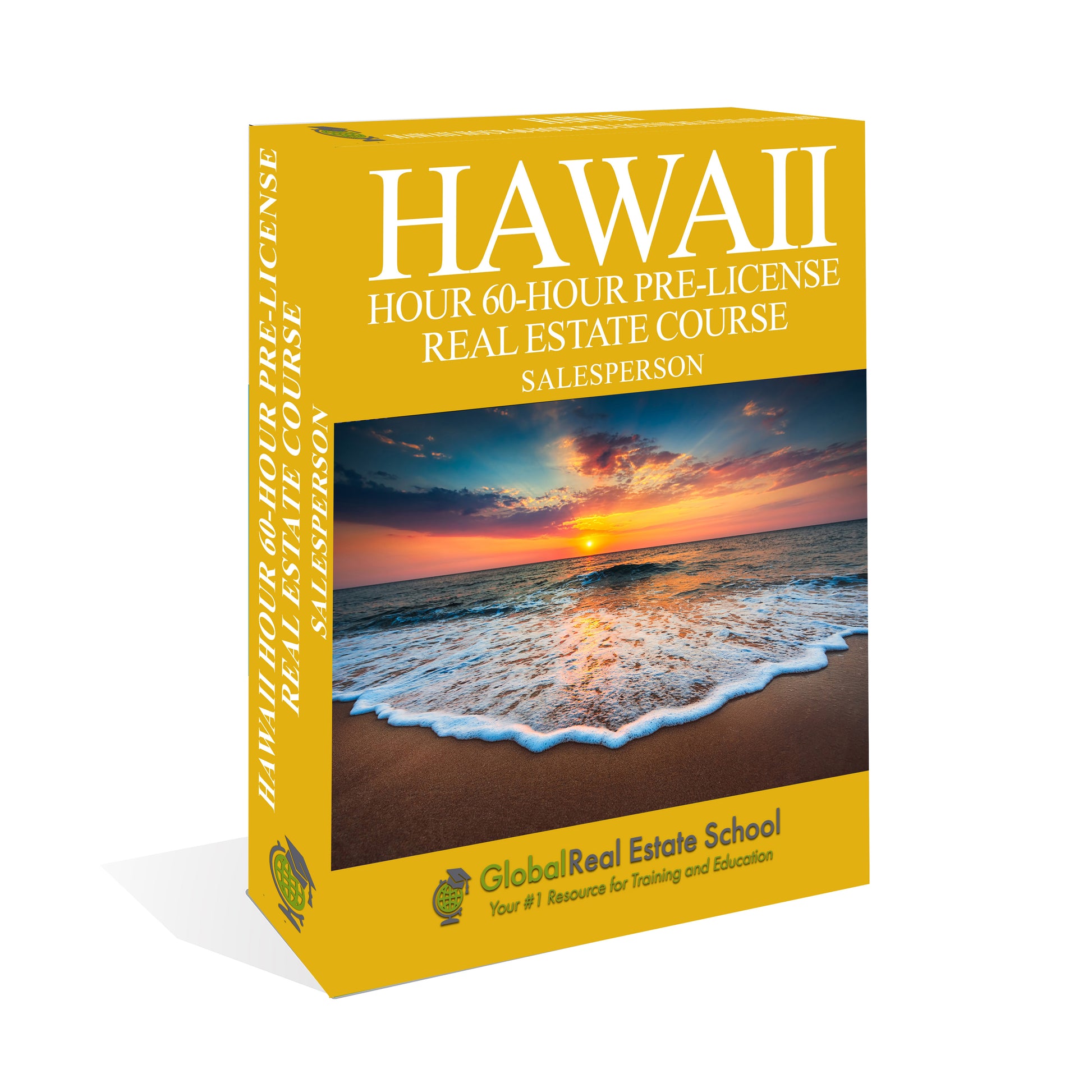 3D box image for 60 Hour Hawaii Real Estate Exam prep course by Global Real Estate School