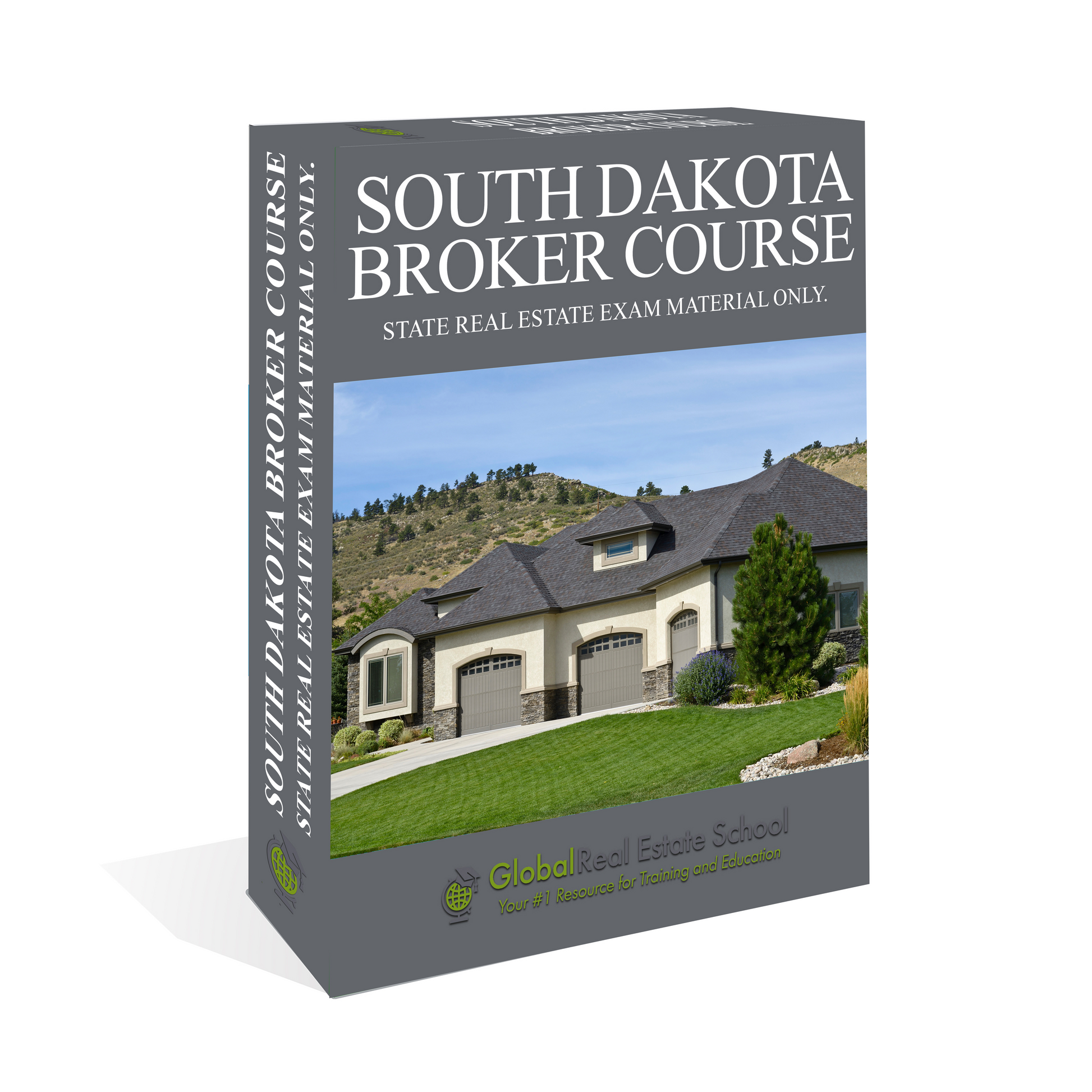 Course graphic - South Dakota Real Estate License Course box cover from Global Real Estate School